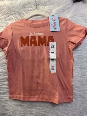 Cat & Jack Peach-Pink 'je t'aime MAMA' Short Sleeve Tee